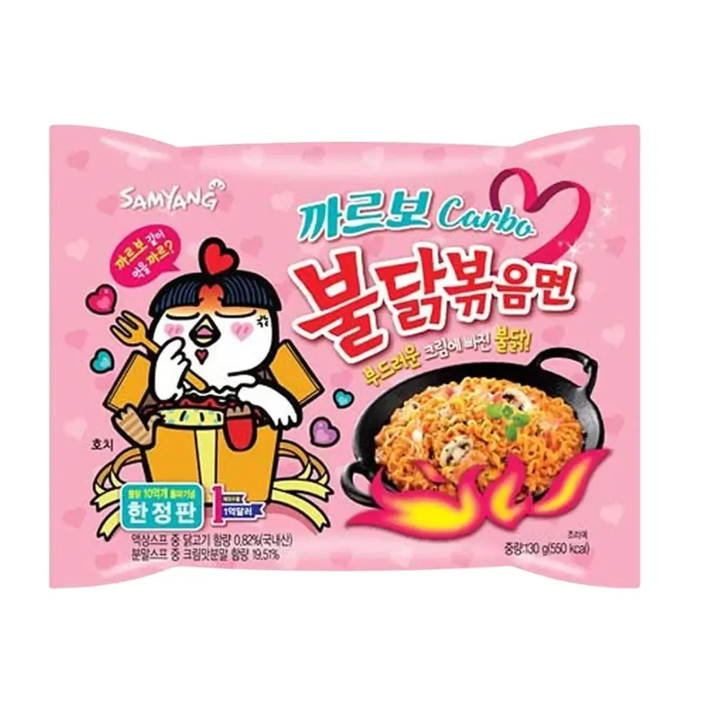 samyang buldak carbonara – ramen coreano picante con queso 130g